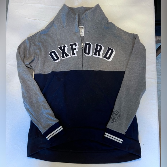 PINK Oxford Quarter Zip Sweatshirt - Picture 1 of 6